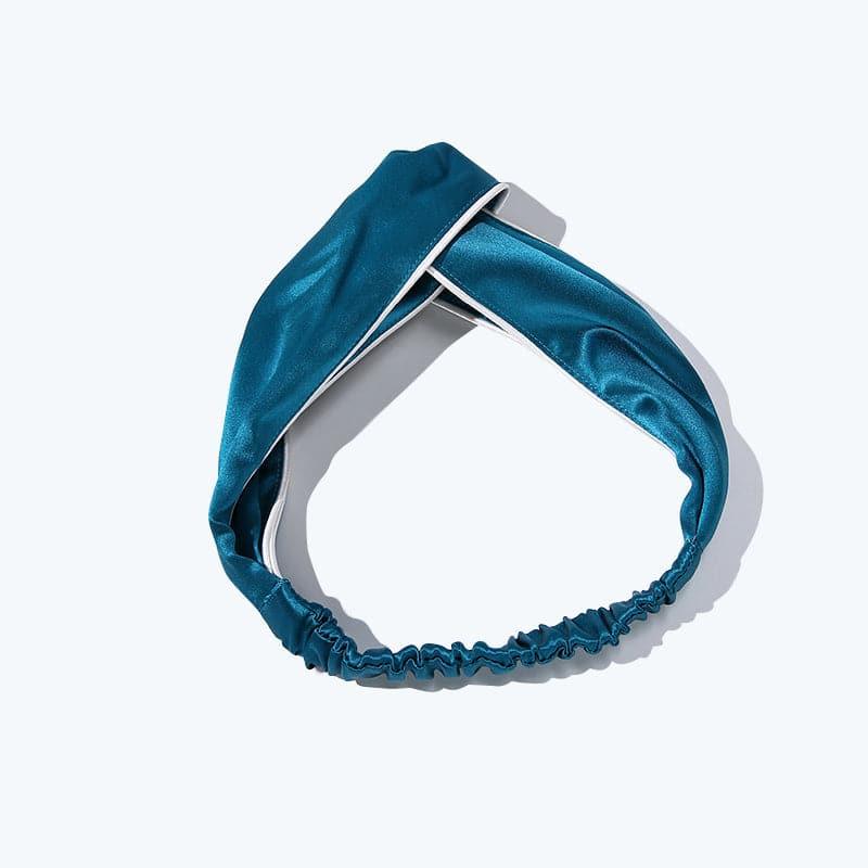 Piping Elastic Silk Hair Bands For Ladies, Peacock Blue