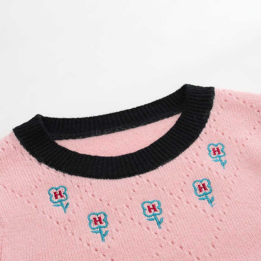 Round Neck Short-Sleeved Cashmere Sweater - DAISYSILK