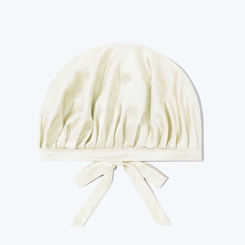 Silk Hair Care Sleep Cap With Bow Knot, Ivory