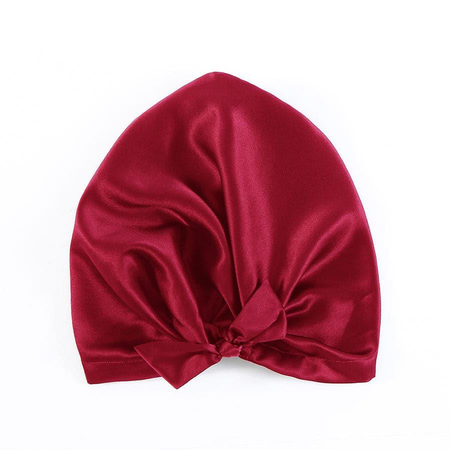 Silk Night Sleeping Cap with Ribbons Burgundy