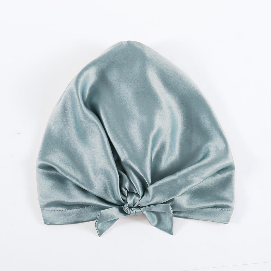 Silk Night Sleeping Cap with Ribbons Haze Blue