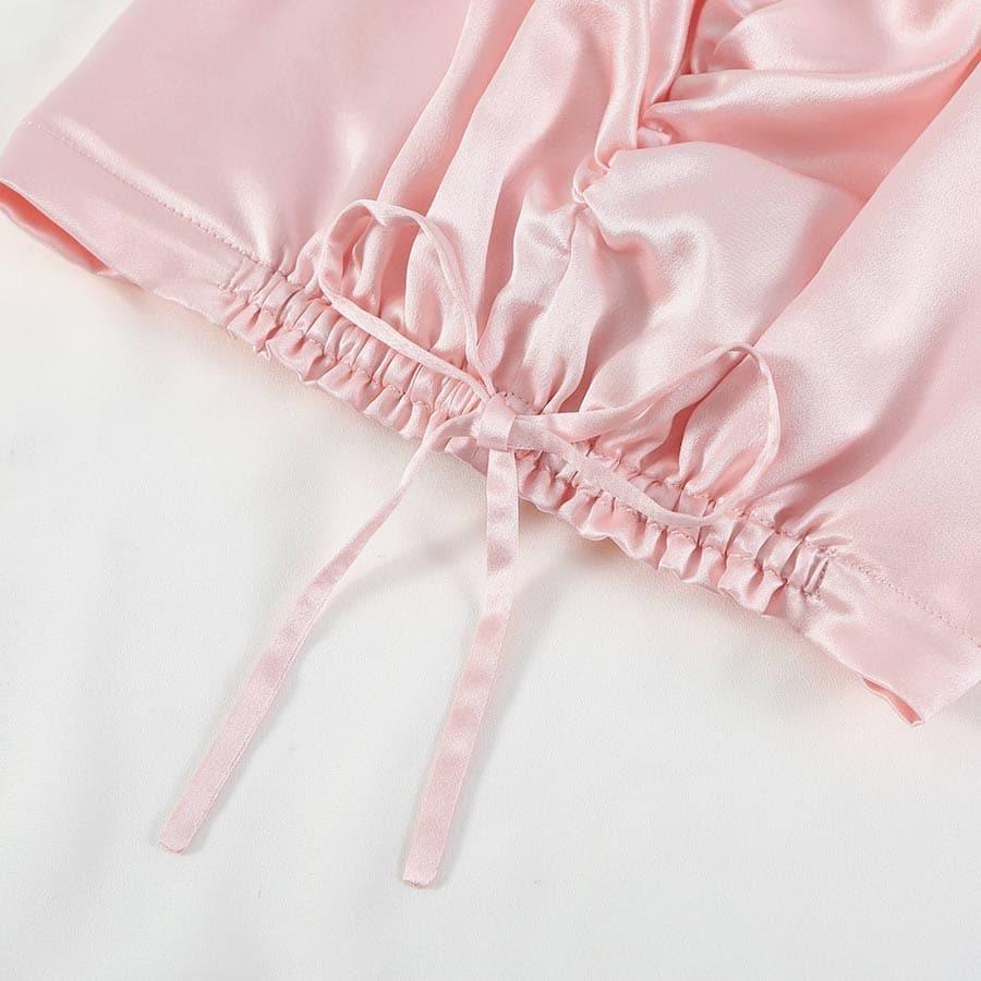 Silk Night Sleeping Cap with Ribbons Pink