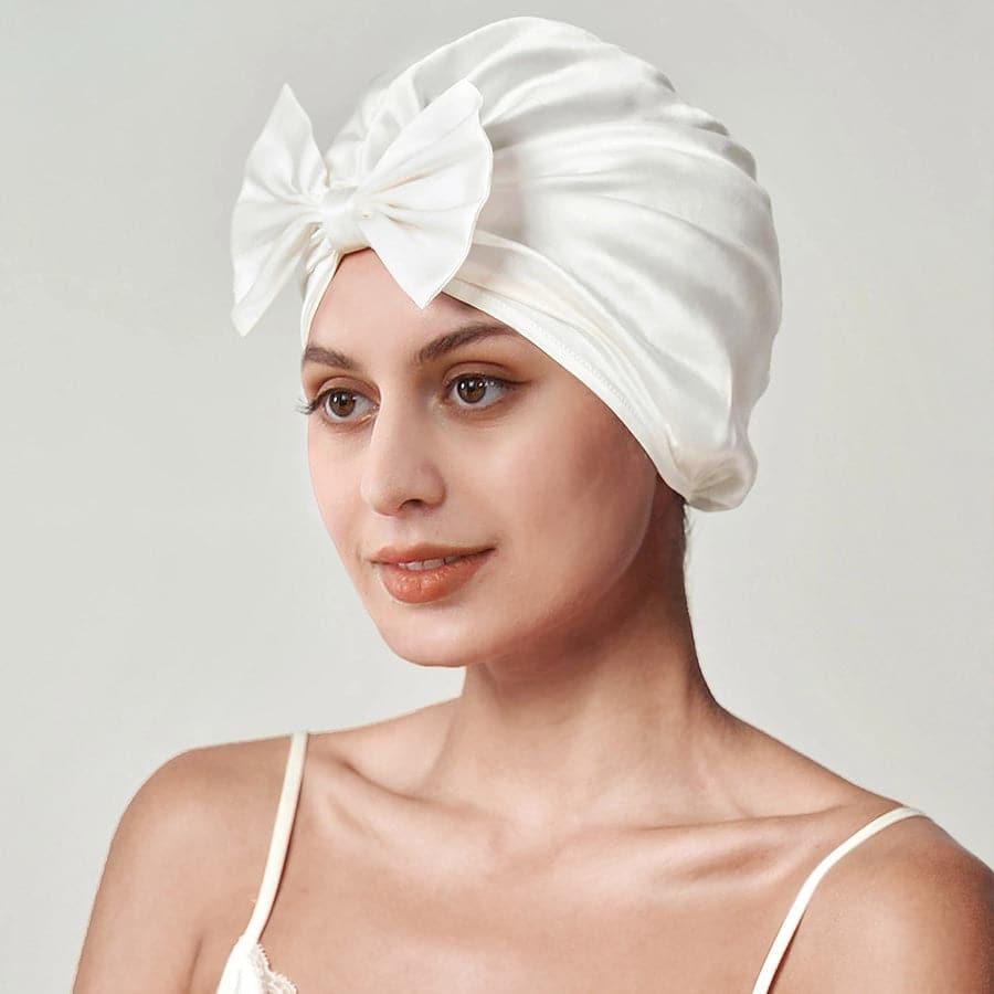 Silk Vintage Bow-Knot Sleep Cap - DAISYSILK