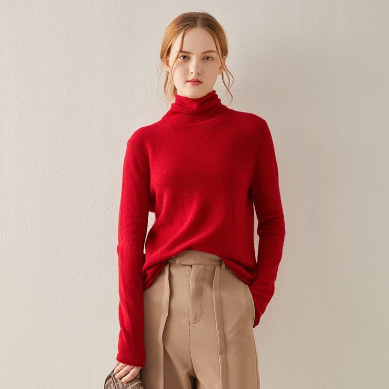 Soft Thin Knit Cashmere Sweater Red