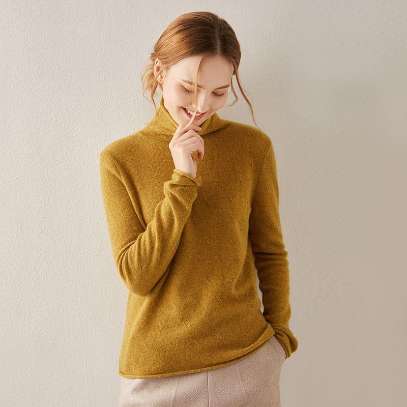 Soft Thin Knit Cashmere Sweater Yellow