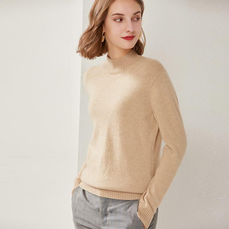 Women's Mock Neck Cashmere Sweater - DAISYSILK