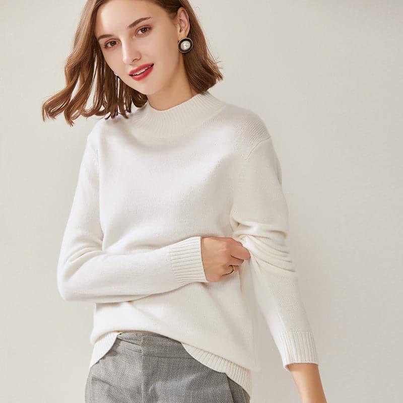Women's Mock Neck Cashmere Sweater - DAISYSILK