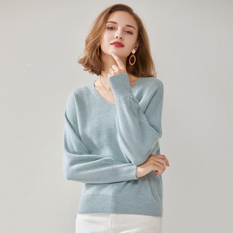 Loft V-Neck Cashmere Sweater - DAISYSILK